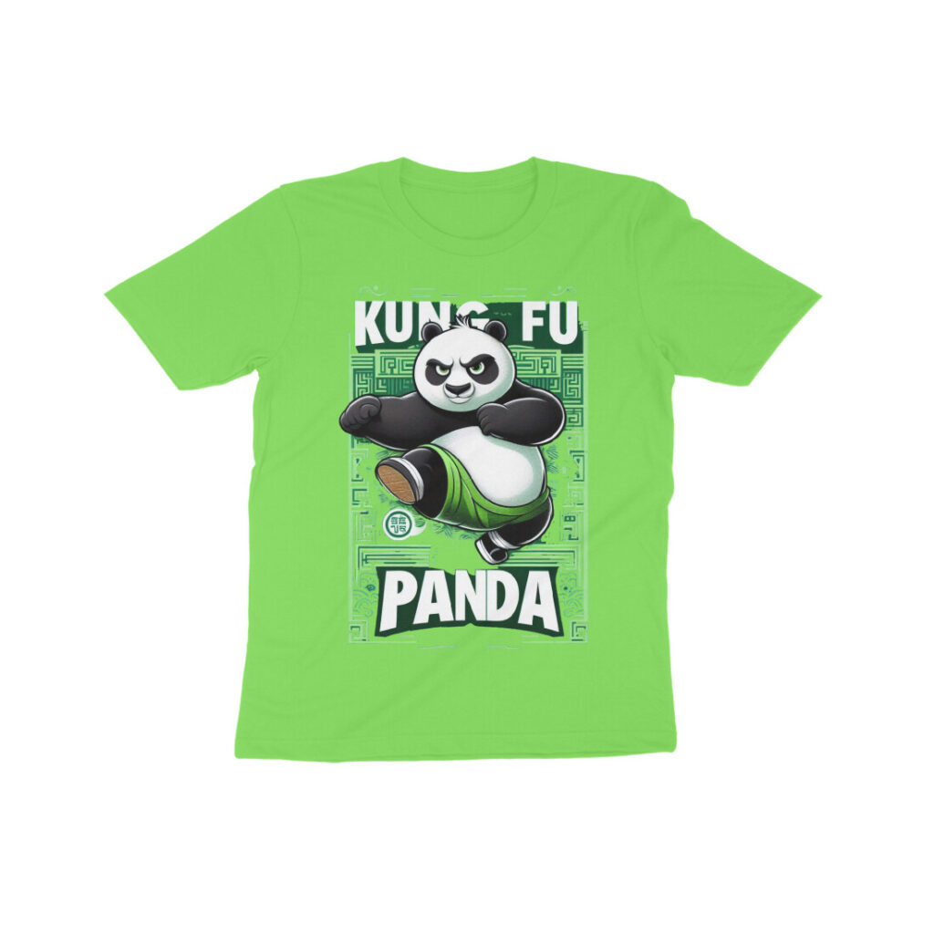 Panda Green Kids Half Sleeve Round Neck T-shirt