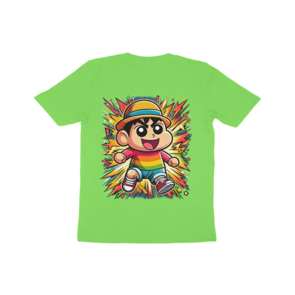 Shinchan Cute Back Liril Green Kids Half Sleeve Round Neck Tshirt