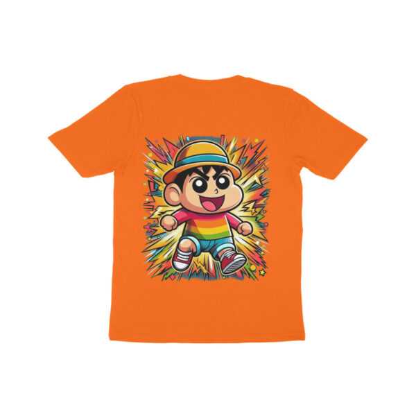 Shinchan Cute Back Orange Kids Half Sleeve Round Neck Tshirt