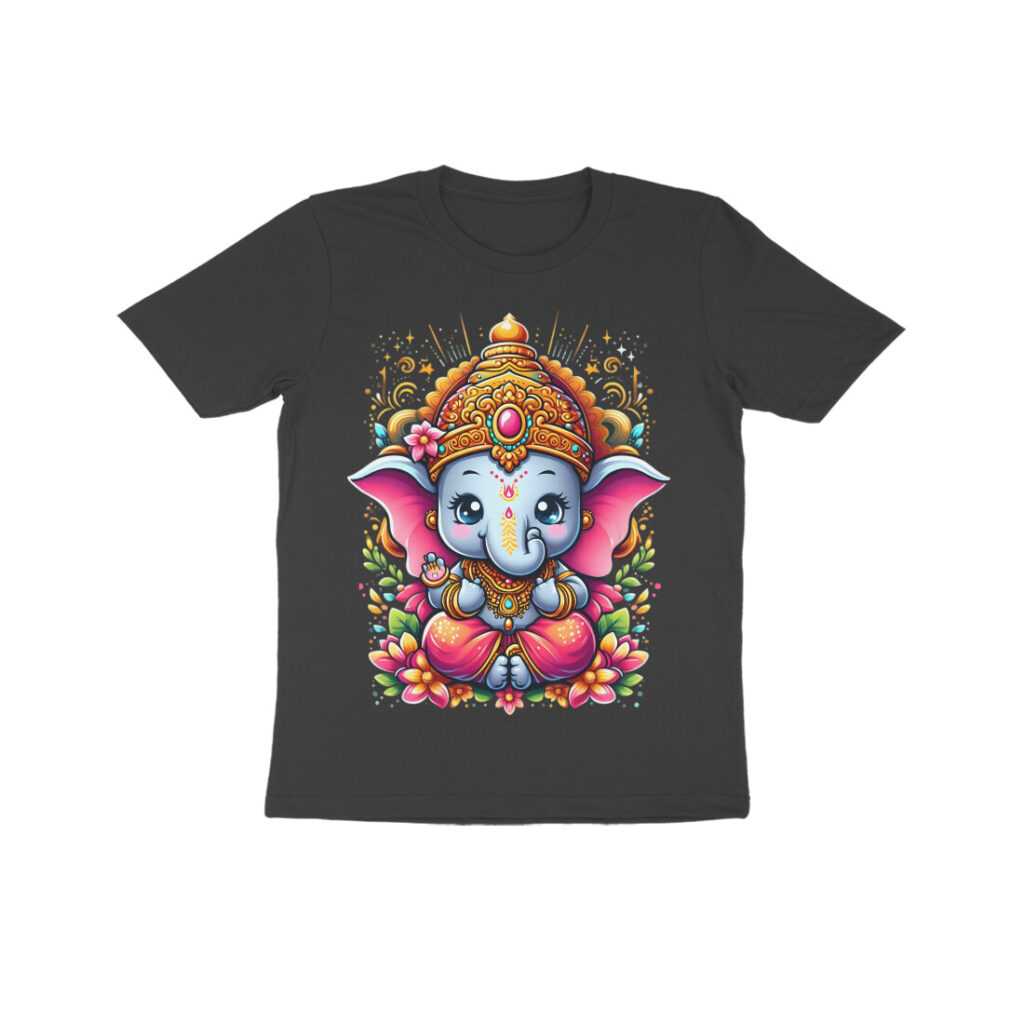 Bal Ganesh Cute Kids Half Sleeve Round Neck T-Shirt