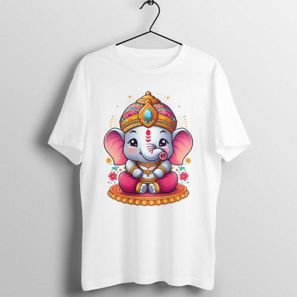 Ganpati Bappa Moriya Mens Half Sleeve Round Neck T-Shirt